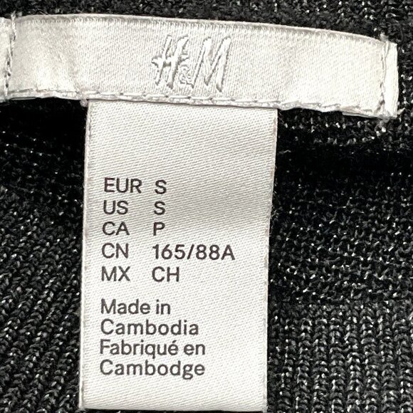 H&M Top Women‎ S Shimmer Black Bell Sleeve Mock Neck Knit Whimsigoth Dark Goth - Picture 3 of 14